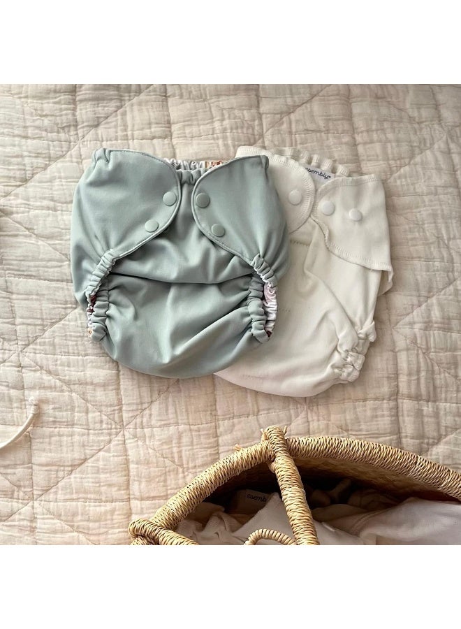 Esembly Cloth Diaper Outer, Waterproof Swim Cloth Diaper Cover, Leak-Proof and Breathable Layer Over Prefolds, Flats or Fitteds, Reusable with Snap Closure - Size 2 (18-35lbs), Sea Glass - Image 3