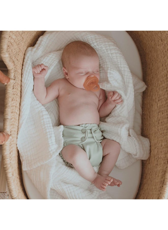 Esembly Cloth Diaper Outer, Waterproof Swim Cloth Diaper Cover, Leak-Proof and Breathable Layer Over Prefolds, Flats or Fitteds, Reusable with Snap Closure - Size 2 (18-35lbs), Sea Glass - Image 2