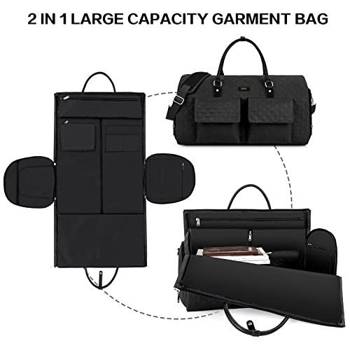 TIBES Garment Bag for Travel With Toiletry Bag Convertible Carry On Weekender Bag Large Travel Duffel Bags for Women 2 in 1 Hanging Suitcase Suit Travel Bags for Women & Men 3pcs Set (G-Black) - Image 4