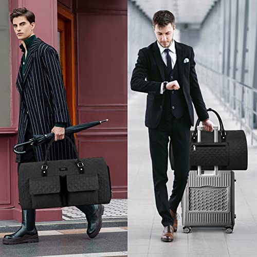 TIBES Garment Bag for Travel With Toiletry Bag Convertible Carry On Weekender Bag Large Travel Duffel Bags for Women 2 in 1 Hanging Suitcase Suit Travel Bags for Women & Men 3pcs Set (G-Black) - Image 5