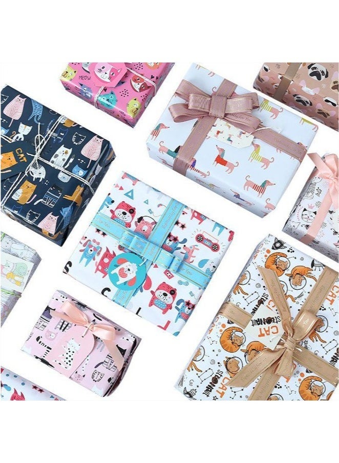 9 أوراق ورق تغليف الهدايا مع الملحقات، ورق تغليف هدايا العطلات، ورق تغليف هدايا عيد الميلاد DIY، ورق تغليف الهدايا لأعياد الميلاد، العطلات، الزفاف، الحفلات، تغليف هدايا الأطفال (70 سم × 50 سم) - Image 2