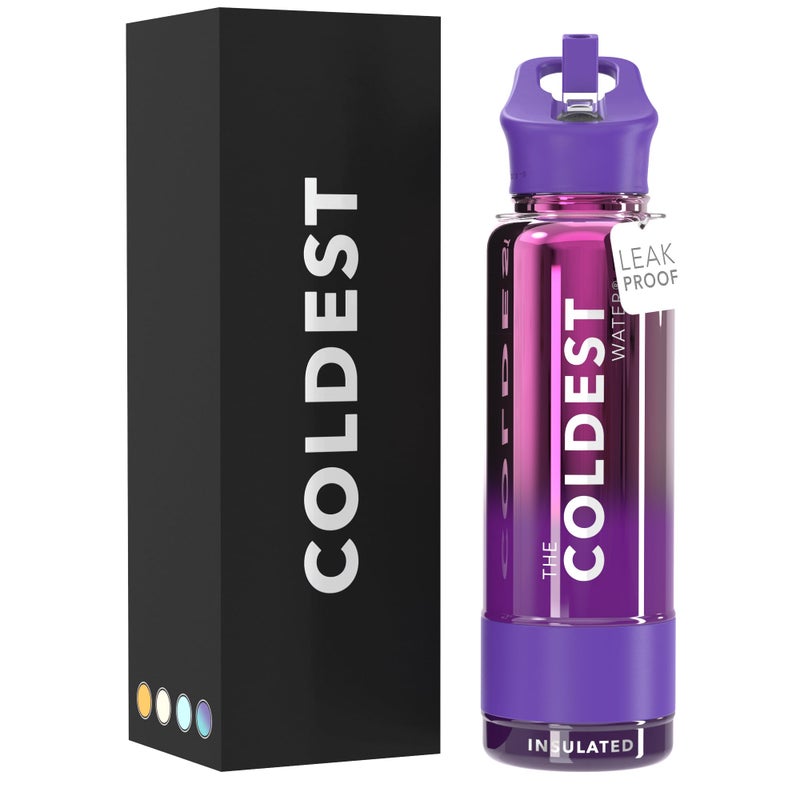 THE COLDEST WATER Coldest Insulated Water Bottle with Straw Lid Stainless Steel Metal Insulated Bottle for Men Women Purple Nova 40 oz - Image 2