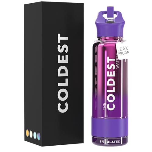THE COLDEST WATER Coldest Insulated Water Bottle with Straw Lid Stainless Steel Metal Insulated Bottle for Men Women Purple Nova 40 oz - Image 1