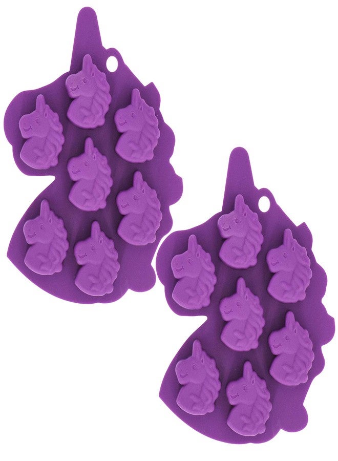 Fewo 2Pcs Mini Unicorn Head Ice Cube Tray, Unicorn Silicone Molds Set for Chocolate Candy Cake Cupcake Soap Baking Jello Cookie Wax Crayon Melts - Image 1