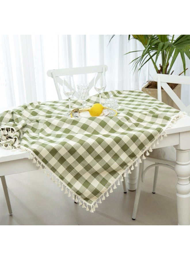 Midsummer Breeze Checkered Tablecloth Rectangle, Heavy Weight Wrinkle Free Cotton Linen Table Cloth Plaid Table Cover for Spring Summer Picnic Kitchen Dinner Restaurant Outdoor Party（55x84”,Green - Image 4