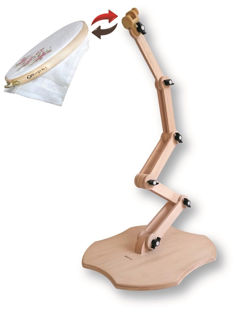 Nurge Adjustable Embroidery Floor Stand Cross Stitch Hoop Holder Hand Polished Natural Wood 1905 - Image 3