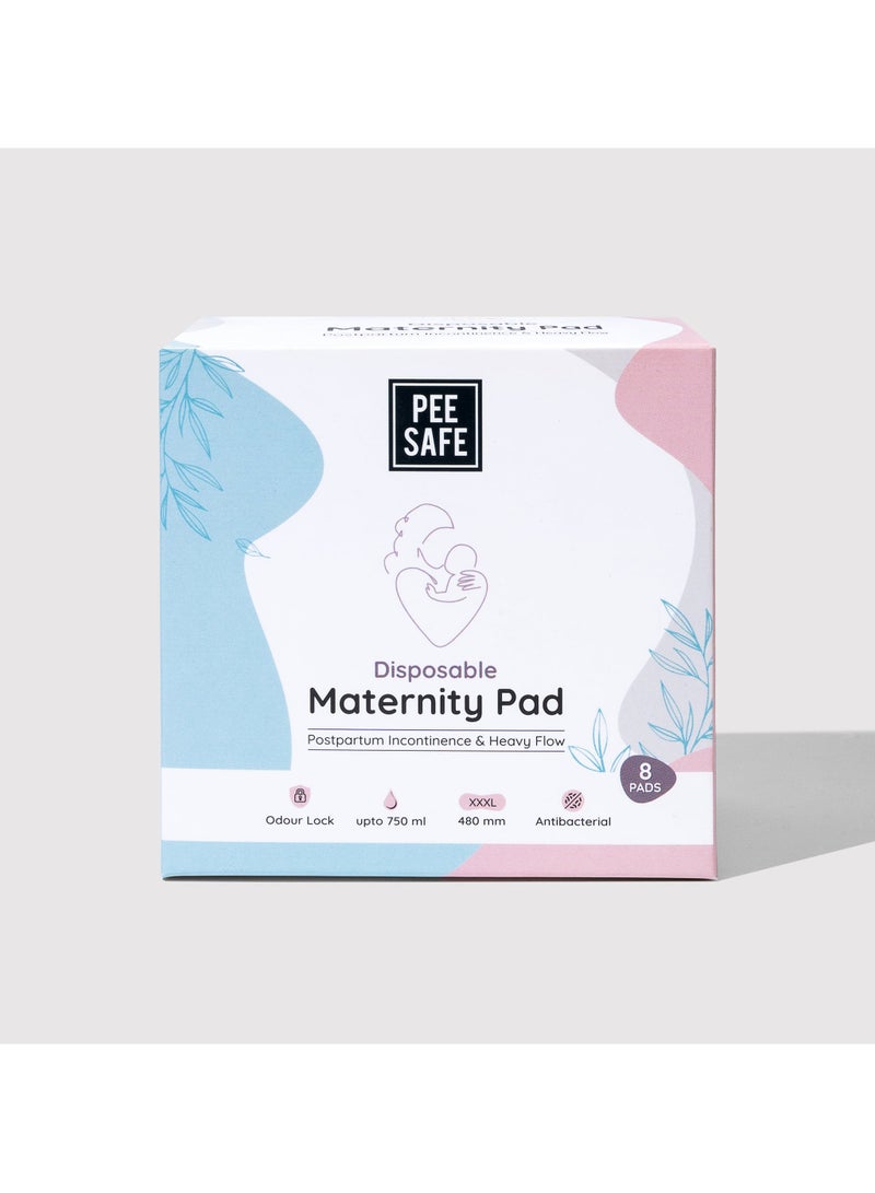 بيساف بي سيف فوط صحية بعد الولادة، فائقة النعومة ومضادة للتسرب بجوانب مرنة، مضادة للبكتيريا، تمتص حتى 750مل من السوائل، XXXL 480 ملم – 8 فوط - Image 1