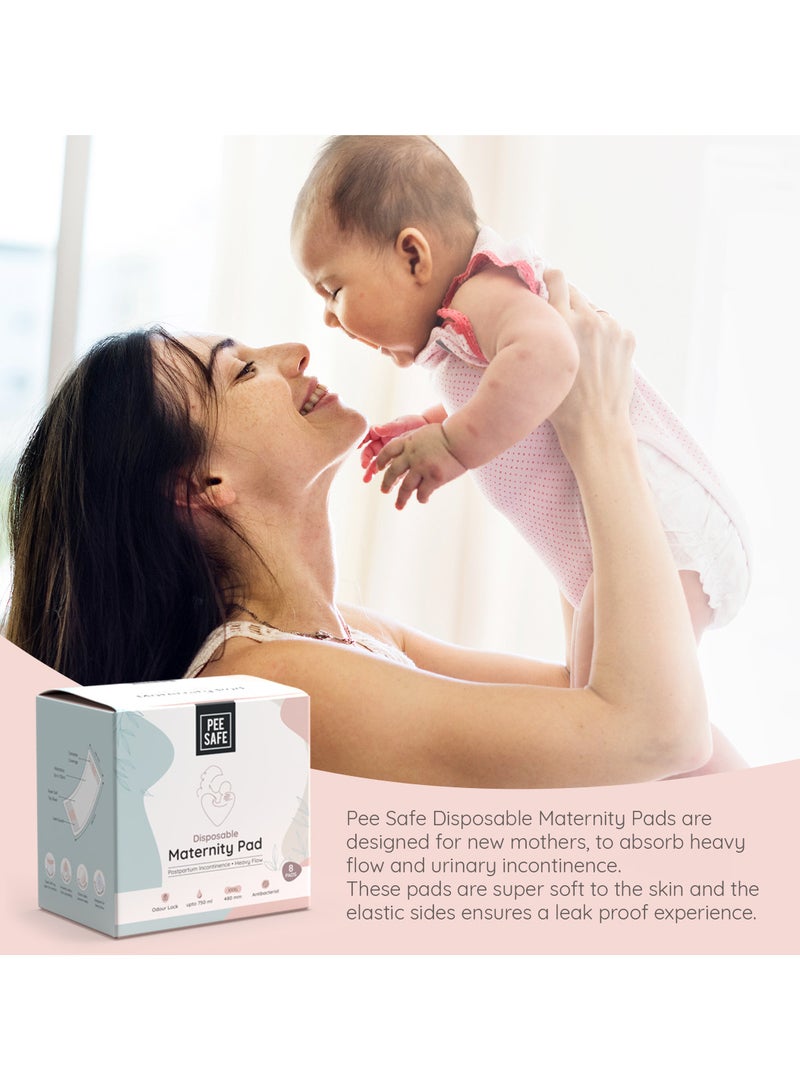 بيساف بي سيف فوط صحية بعد الولادة، فائقة النعومة ومضادة للتسرب بجوانب مرنة، مضادة للبكتيريا، تمتص حتى 750مل من السوائل، XXXL 480 ملم – 8 فوط - Image 4