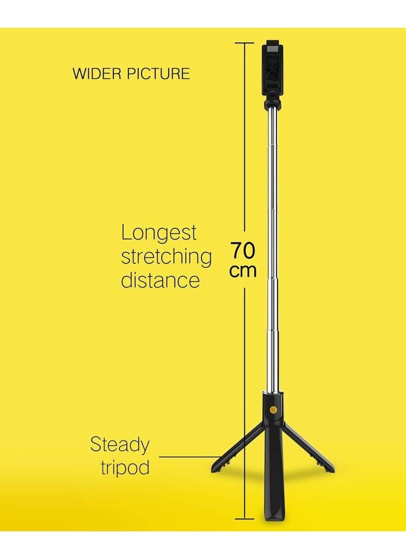 "Selfie Stick Integrated Tripod – BT 4.0 Wireless, Mini Portable Extendable Tripod for Smartphones"