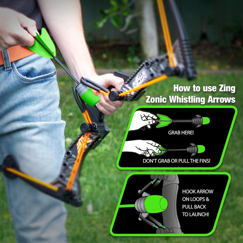 Zing Zonic Whistling Arrow Refill Pack - Includes 10 Zonic Whistling Arrows, Compatible HyperStrike Bow, Firetek Bow, Z-Tek Bow, Z-Curve Bow and Z-Bow (Green) - Image 5