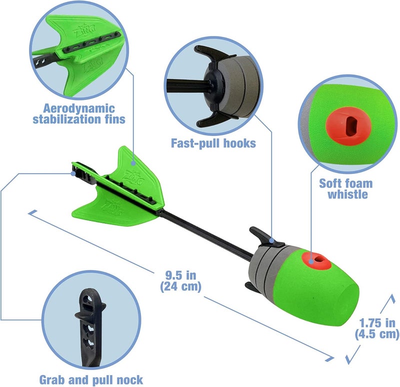 Zing Zonic Whistling Arrow Refill Pack - Includes 10 Zonic Whistling Arrows, Compatible HyperStrike Bow, Firetek Bow, Z-Tek Bow, Z-Curve Bow and Z-Bow (Green) - Image 3