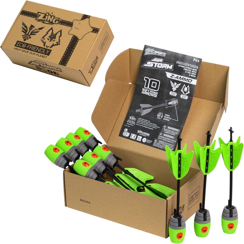 Zing Zonic Whistling Arrow Refill Pack - Includes 10 Zonic Whistling Arrows, Compatible HyperStrike Bow, Firetek Bow, Z-Tek Bow, Z-Curve Bow and Z-Bow (Green) - Image 2