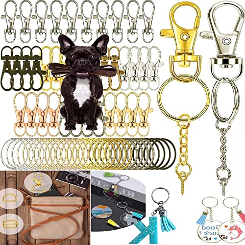 DIY Crafts (3 Sets 3x3, Antique Gold) Keyrings & Keychains Round Swivel Snap Hooks Key Rings Chain Jump Rings Mini Screw Metal For Lanyard, ID, Bags, Wallets, Luggage Making - Image 1
