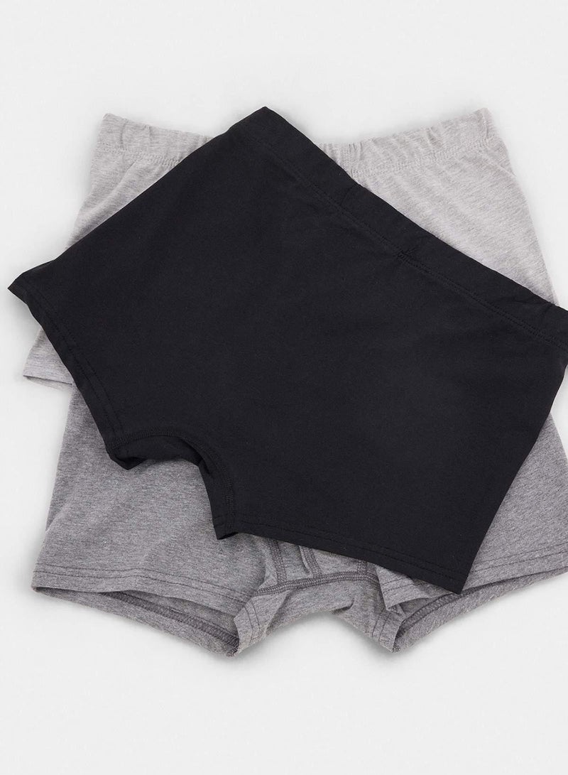 trendyol Black-Anthracite-Grey Melange 3-Pack Cotton Flexible Curved Waist Boxer - Image 2