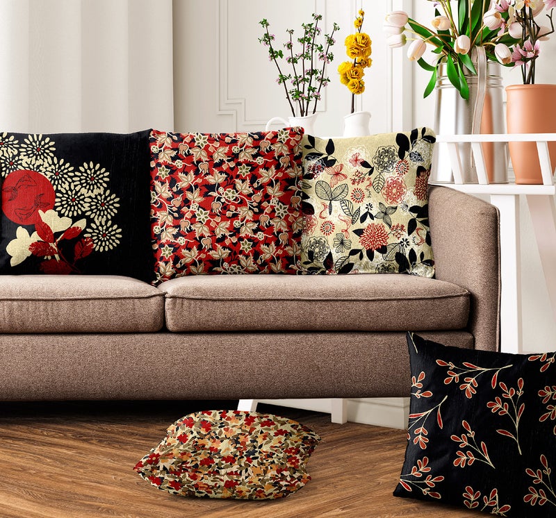 Ultimate Trends Polyester Digital Modern Printed Cushion Cover 16x16 Set of 5, Red Black (UTCC-1030_ 16) - Image 5