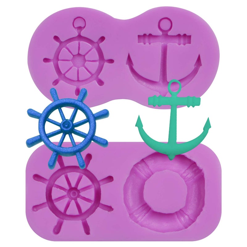 acvcatto Anchor Silicone Fondant Molds  Rudder Lifebuoy Chocolate Molds for Seafaring Theme Cake Decoration  Navy Cupcake Toppers Candy Sugar Craft Gum Paste - Image 1
