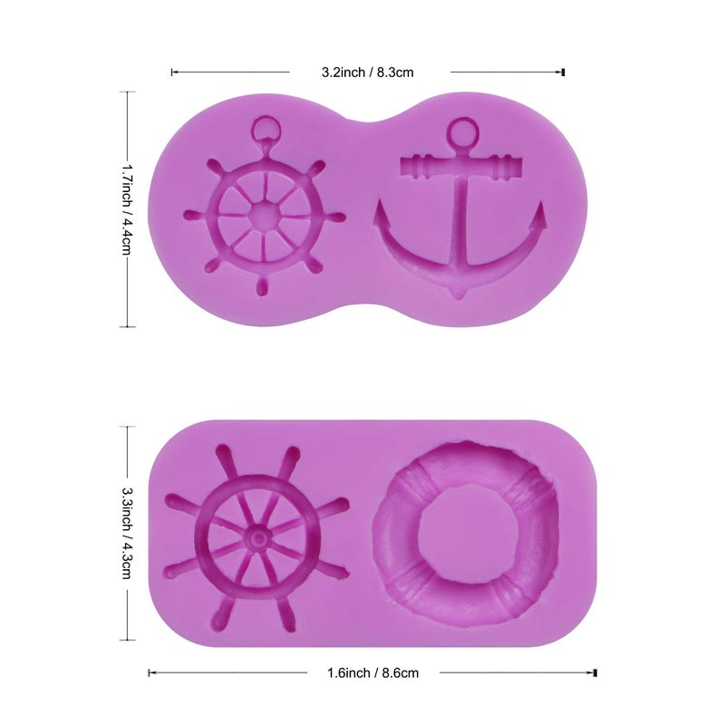 acvcatto Anchor Silicone Fondant Molds  Rudder Lifebuoy Chocolate Molds for Seafaring Theme Cake Decoration  Navy Cupcake Toppers Candy Sugar Craft Gum Paste - Image 2