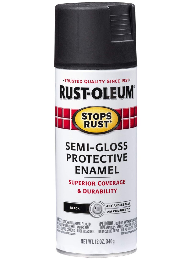 RUST-OLEUM طلاء رذاذ حماية لامع من روستوليوم يوقف الصدأ 12 أونصة أسود