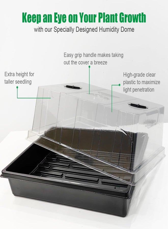 RooTrimmer 4-Set Thick Plastic Nursery Trays with Tall Clear Transparent Domes for Seedling Pots Humidity Increasing, Closure Lids for Plants Seeds Starter Faster, Germination Kits 4 Sets - Image 4