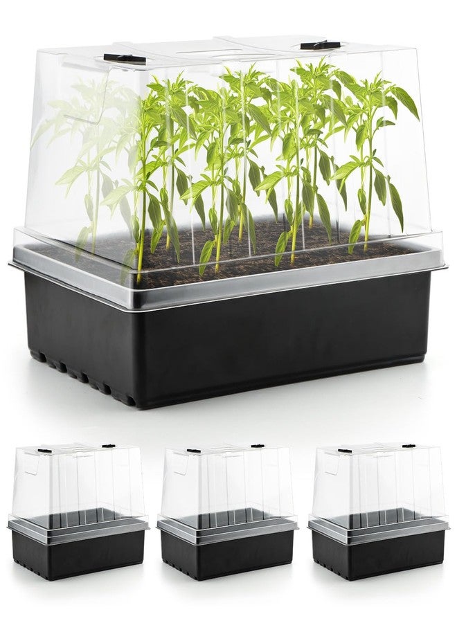 RooTrimmer 4-Set Thick Plastic Nursery Trays with Tall Clear Transparent Domes for Seedling Pots Humidity Increasing, Closure Lids for Plants Seeds Starter Faster, Germination Kits 4 Sets - Image 1