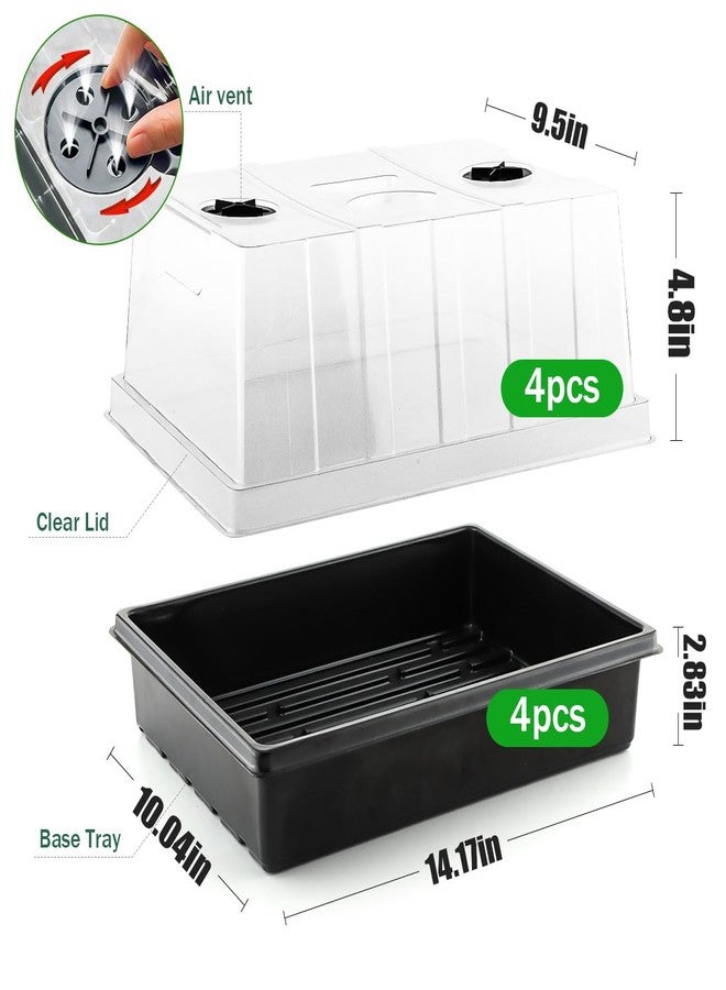 RooTrimmer 4-Set Thick Plastic Nursery Trays with Tall Clear Transparent Domes for Seedling Pots Humidity Increasing, Closure Lids for Plants Seeds Starter Faster, Germination Kits 4 Sets - Image 3