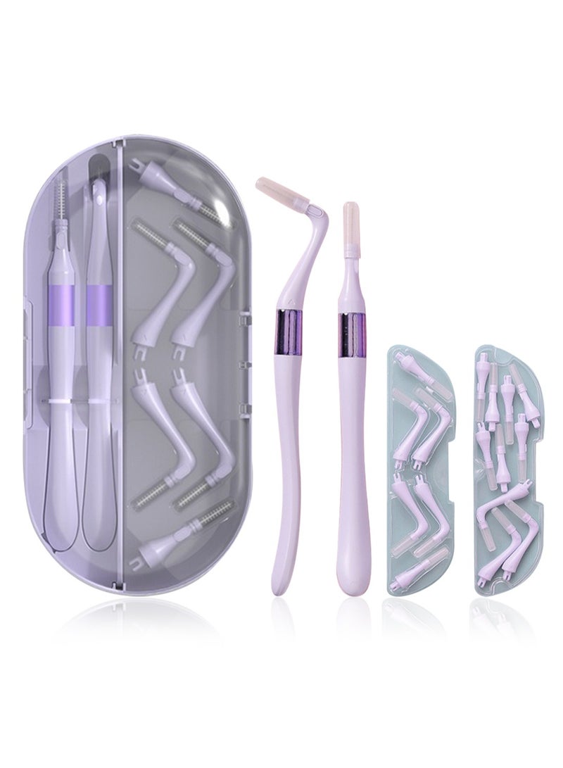 Roroll Portable Box Interdental Brush, L-Type+ I-Type Head Soft Toothpick Brush of Teeth Cleaning Tools, Easy-to-Use Dental Brushes 18 Pcs 0.8mm-Mixed Pack Purple - Image 1