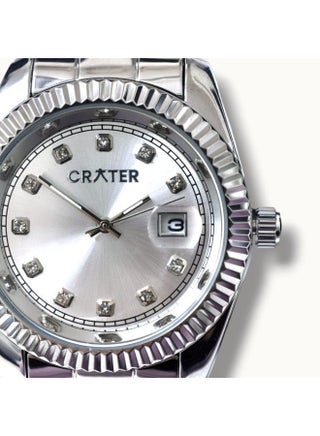 A luxurious men's set consisting of a regal stainless steel watch, a classic dial with date display, water resistance, prayer beads, a pen, and cufflinks. - view 3