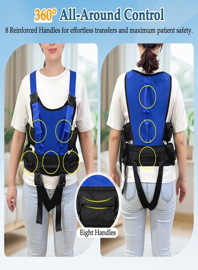 KAVIL Gait Belt for Seniors Transfer Gate Belt for Elderly Lifting with 8 Handles Physical Therapy Lift Assist Patient Fall Prevention Medical Walking Standing Aids Supports Safety Harness (Mesh - Blue) - Image 3