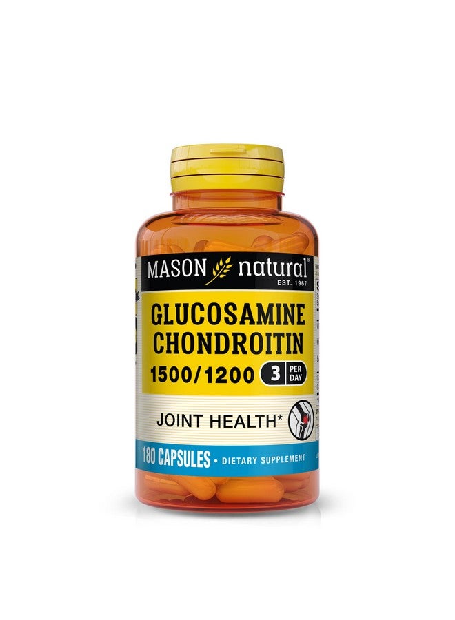 Mason Natural Glucosamine Chondroitin 1500/1200 3 Per Day with Vitamin C, Supports Joint Health, Improved Flexibility and Mobility, 180 Capsules - Image 1