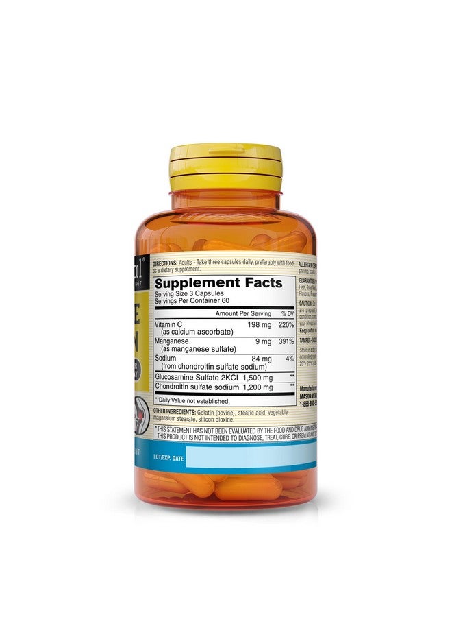 Mason Natural Glucosamine Chondroitin 1500/1200 3 Per Day with Vitamin C, Supports Joint Health, Improved Flexibility and Mobility, 180 Capsules - Image 2