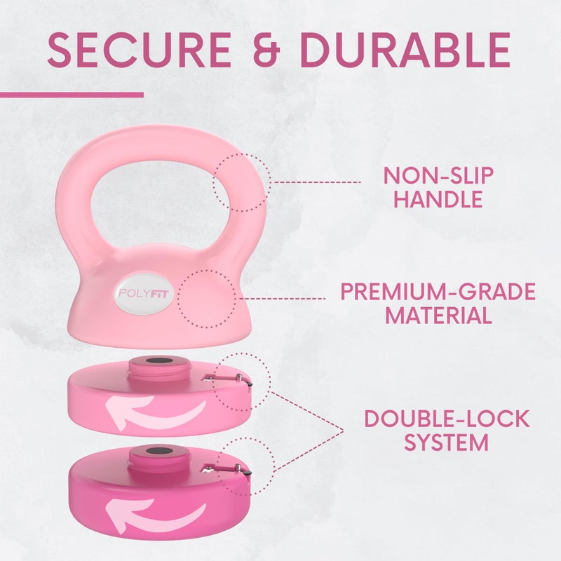 Polyfit Adjustable Kettlebell | 5 lb - 12 lb | Kettlebell Weights Set for Home Gym (PINK) - Image 3