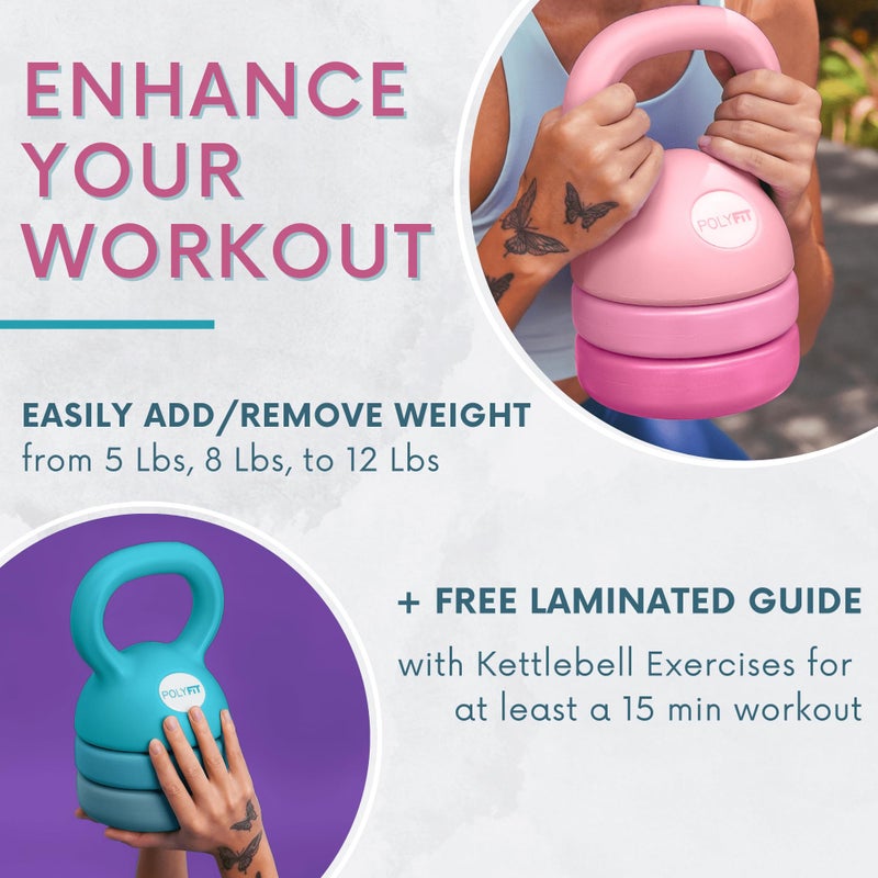 Polyfit Adjustable Kettlebell | 5 lb - 12 lb | Kettlebell Weights Set for Home Gym (PINK) - Image 5