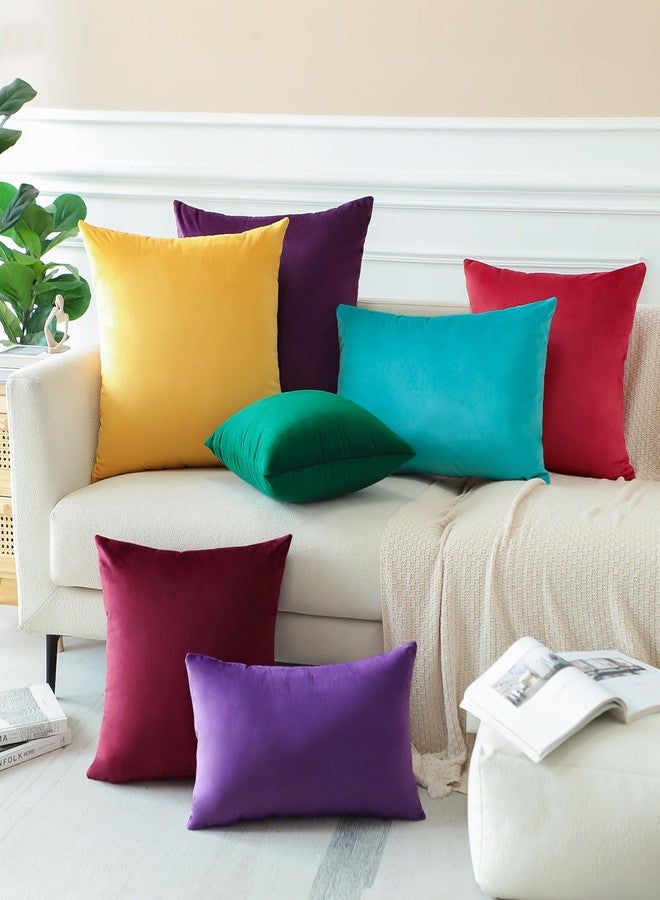 مجموعة من غطائي وسادة مزخرفين مخمليين ناعمين من OTOSTAR مقاس 18 × 18 بوصة، غطاء وسادة مربع سادة، أغطية وسائد للأريكة وغرفة النوم وغرفة المعيشة (أرجواني باذنجاني) - Image 5
