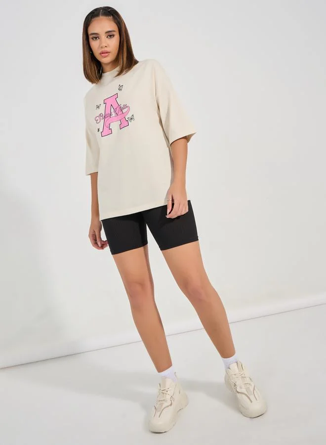 ستايلي Oversized Sierra Graphic Print Dropped Shoulder T-Shirt
