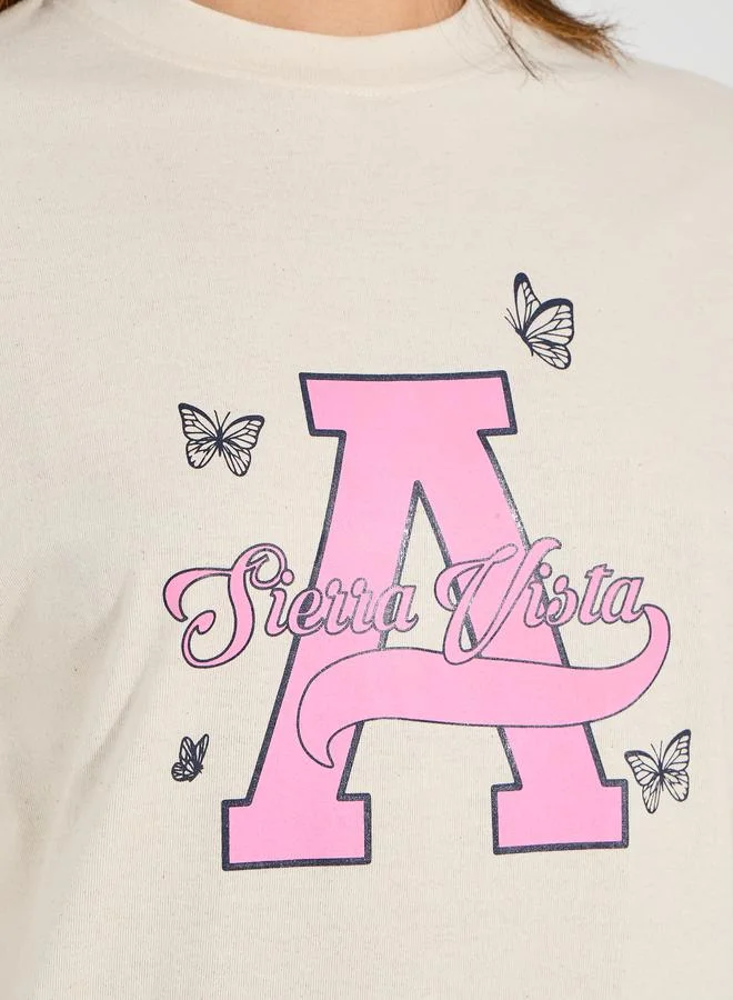 ستايلي Oversized Sierra Graphic Print Dropped Shoulder T-Shirt