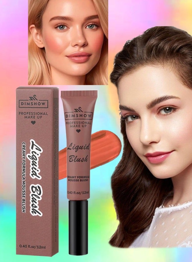 DIMSHOW Liquid Blush Creamy Formula Mousse Blush Creamy Liquid Matte Finish Blusher Face Beauty Makeup Liquid Tinted Mousse Blush Eyeshadow and Lipstick Long Wearing Moisturizing Blush 04 - Image 1