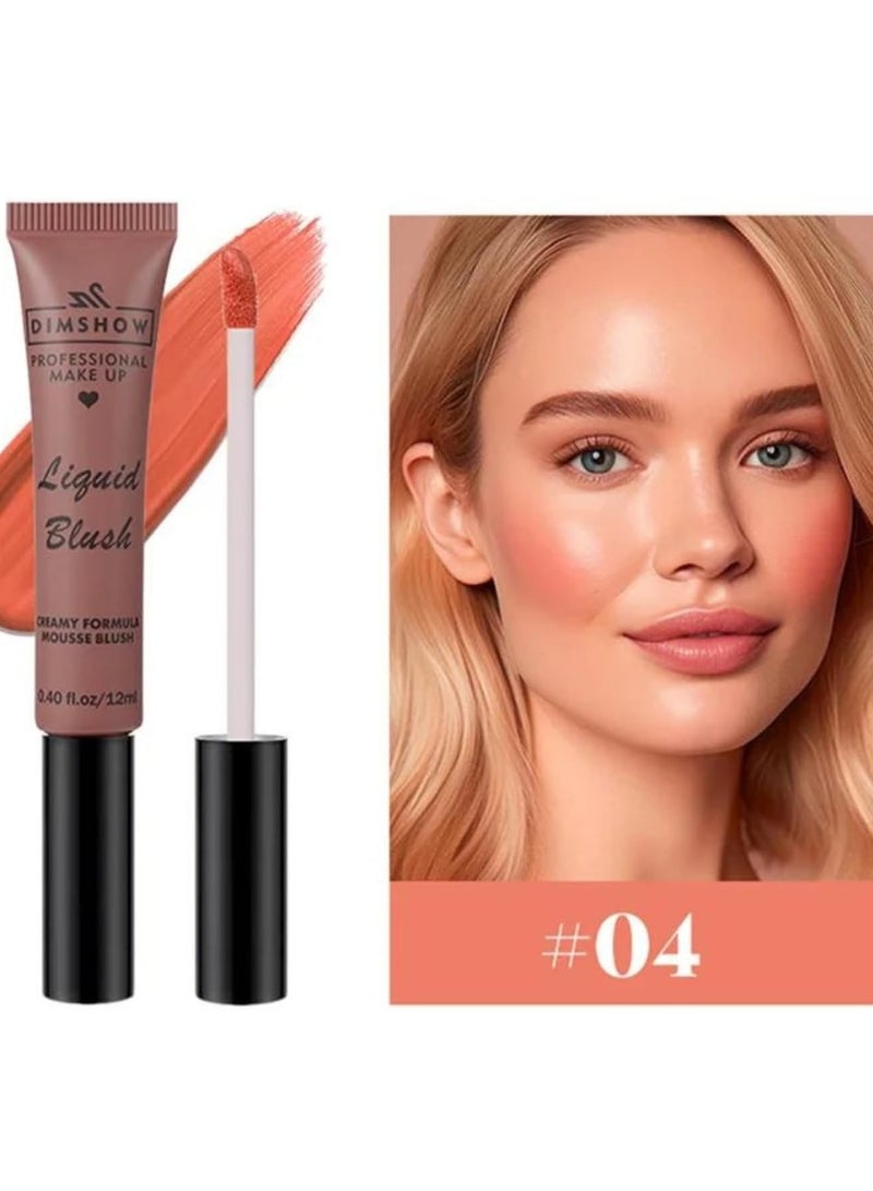 DIMSHOW Liquid Blush Creamy Formula Mousse Blush Creamy Liquid Matte Finish Blusher Face Beauty Makeup Liquid Tinted Mousse Blush Eyeshadow and Lipstick Long Wearing Moisturizing Blush 04 - Image 2