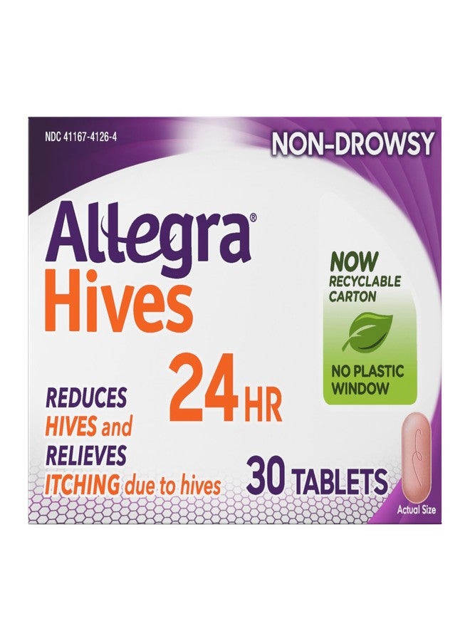 Allegra Hives Antihistamine 24-Hour Tablets, Non-Drowsy Hive Reduction and Hive Itch Relief, 180 mg Fexofenadine HCI, 30-Count - Image 1