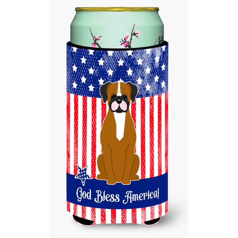 Caroline's Treasures ""Caroline's Treasures BB3111TBC Patriotic USA Flashy Fawn Boxer Tall Boy Hugger cold-beverage-koozies  Multicolor"" 