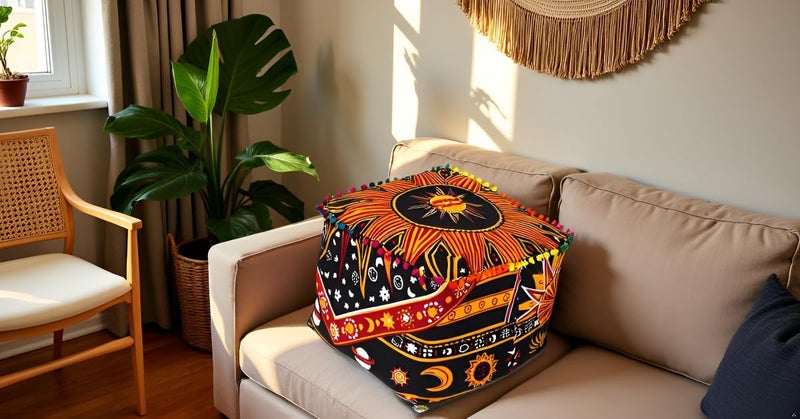 CRAFT KALA غطاء وسادة طاولة مربعة ذات تصميم ماندالا من ، بحجم 20×20×14 بوصة، بألوان متعددة. - Image 2