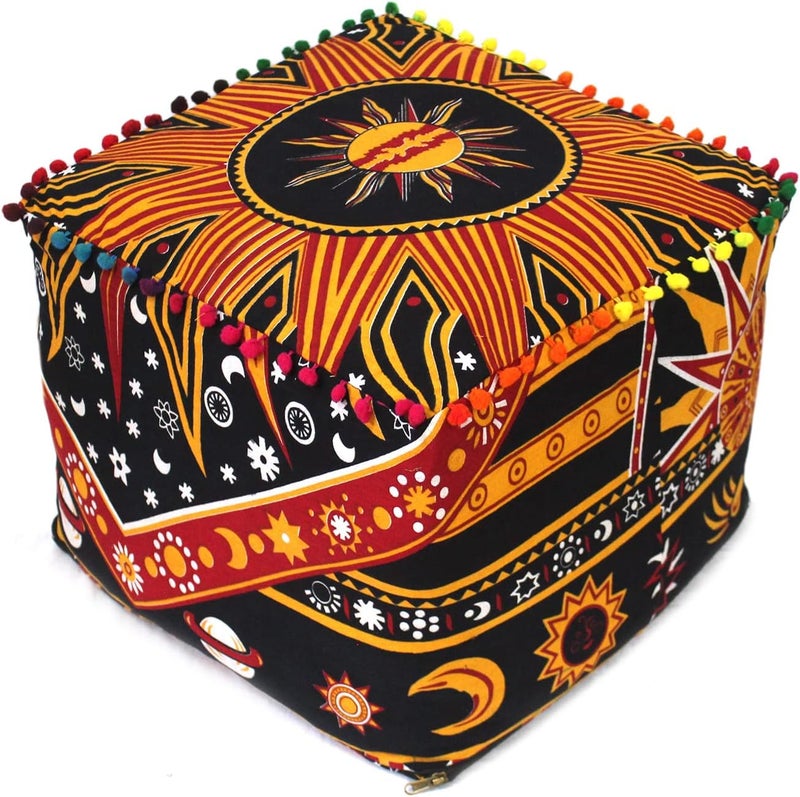 CRAFT KALA غطاء وسادة طاولة مربعة ذات تصميم ماندالا من ، بحجم 20×20×14 بوصة، بألوان متعددة. - Image 1