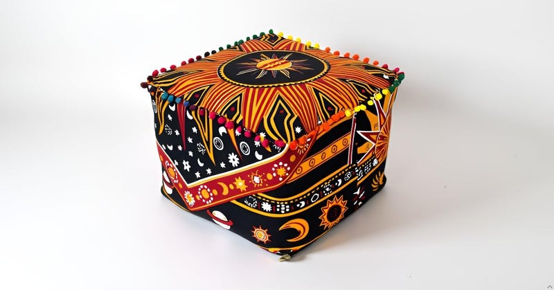 CRAFT KALA غطاء وسادة طاولة مربعة ذات تصميم ماندالا من ، بحجم 20×20×14 بوصة، بألوان متعددة. - Image 5