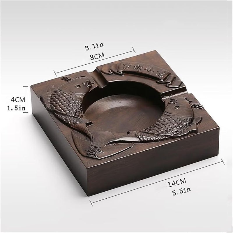 منفضة سجائر خشبية عتيقة مع 4 فتحات، حامل متين للفناء الخارجي، ملون - Image 3