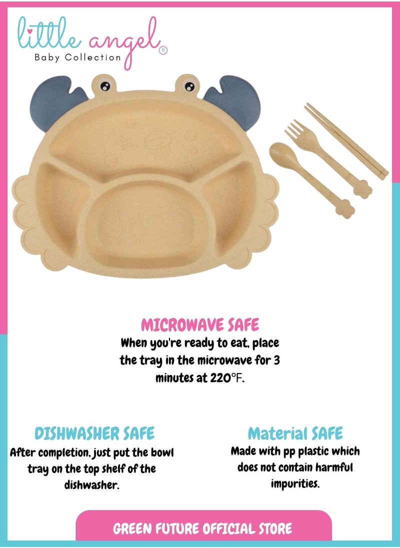 Little Angel Children Dinner Compartment Plate Set - Yellow  - Image 2
