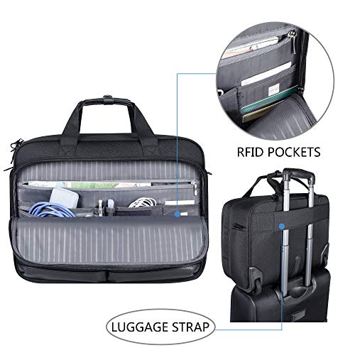 KROSER Rolling Laptop Bag Premium Rolling Briefcase Fits Up to 17.3 Inch Laptop Overnight Computer Bag with RFID Pockets for Travel/Business/Men/Women-Black - Image 4