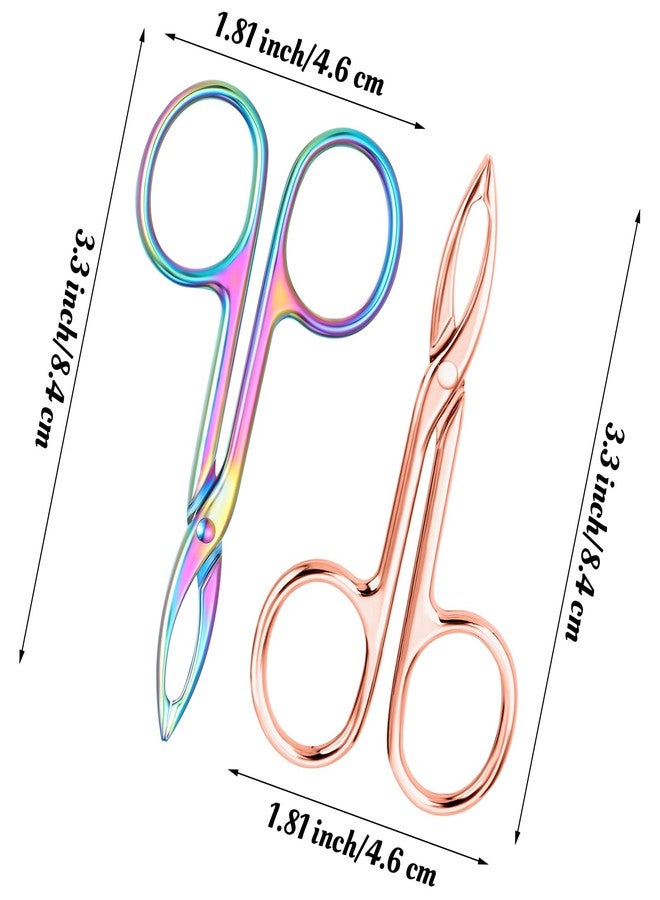 Bremorou Tweezers For Women Facial Hair 2pcs Eyebrow Tweezers Stainless Steel Scissor Handle Tweezers Flat Straight Tip Hair Plucker For Wig Plucking Plucker Facial Care (Rainbow, Rose Gold) - Image 2