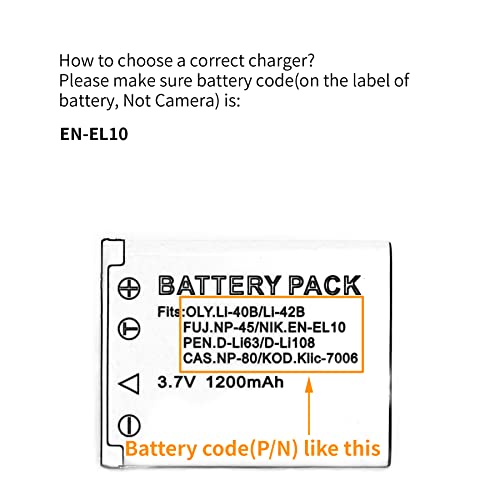 Norifon EN-EL10 USB Charger for Nikon Coolpix S200, S203, S210, S220, S230, S3000, S4000, S500, S510, S5100, S520, S570, S60, S600, S700, S80 Camera and More - Image 2