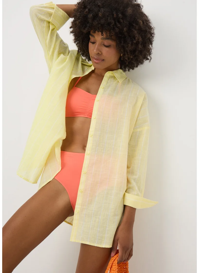 Matalan Yellow Striped Beach Shirt