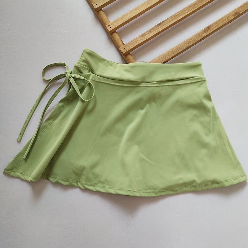 Generic Naked Fake Two-piece Side Split Fitness Pants Quick-drying Sports Shorts Womens Tennis Short Skirt Anti-light Running Pants Summer Tender green