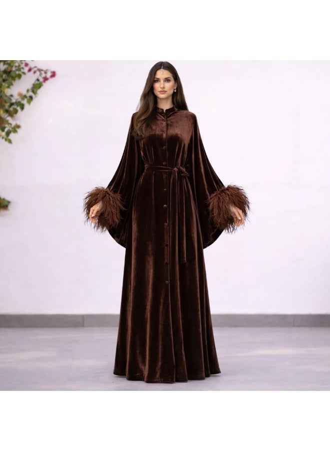 QABEELA RAM26 MOONA BROWN KAFTAN - Image 1